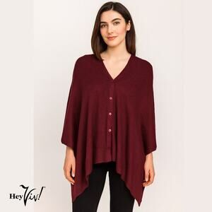Burgundy Button Shawl Shrug Wrap 60"x22" Versatile Style Layering Piece –Hey Viv